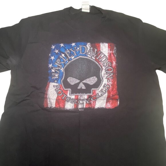 Harley-Davidson Other - Harley-Davidson Large Black T-Shirt With American Flag Skull & Thunderbird Albuq